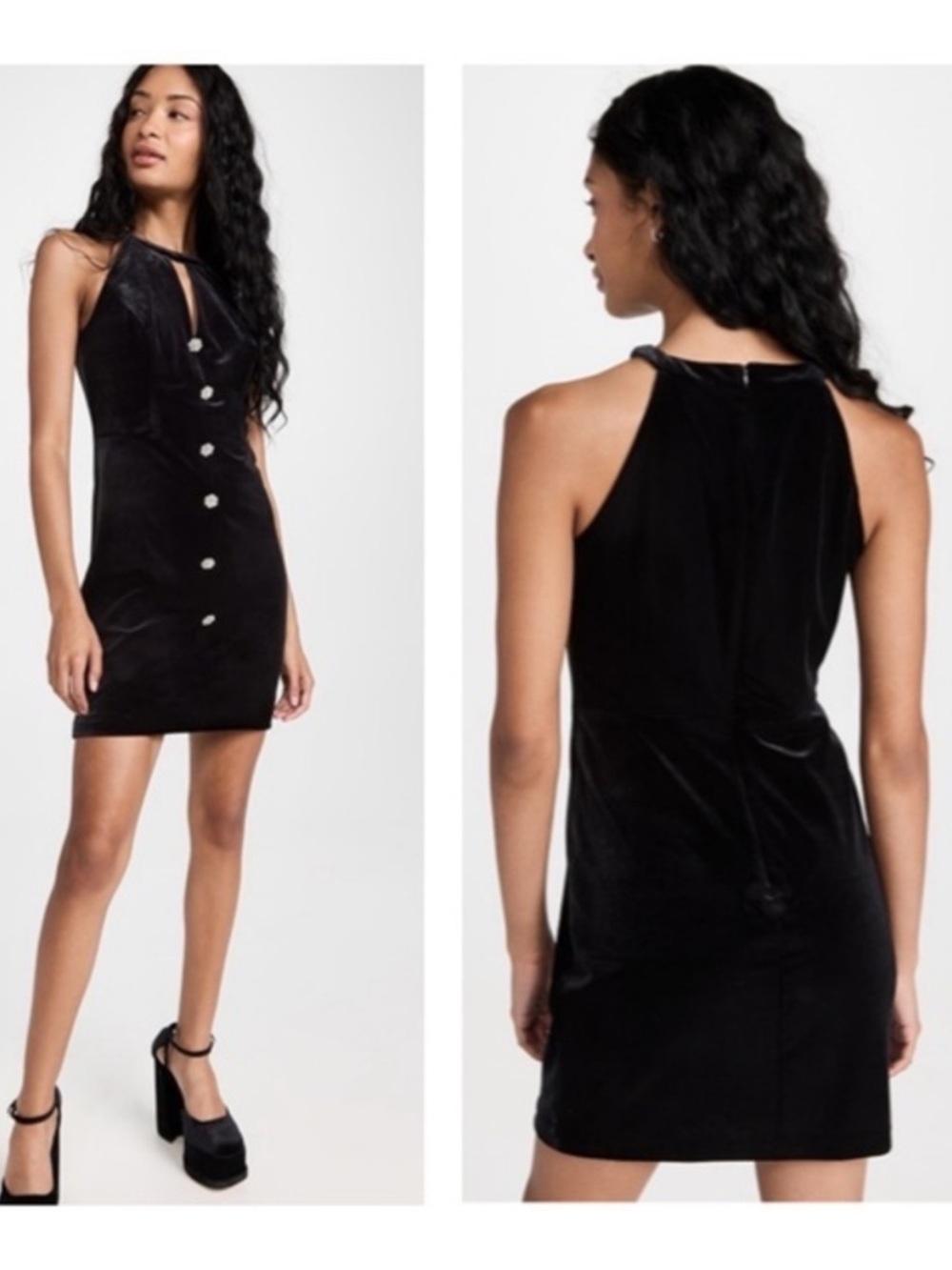 Shoshanna Black 4 Jules Velvet Halter Mini Dress